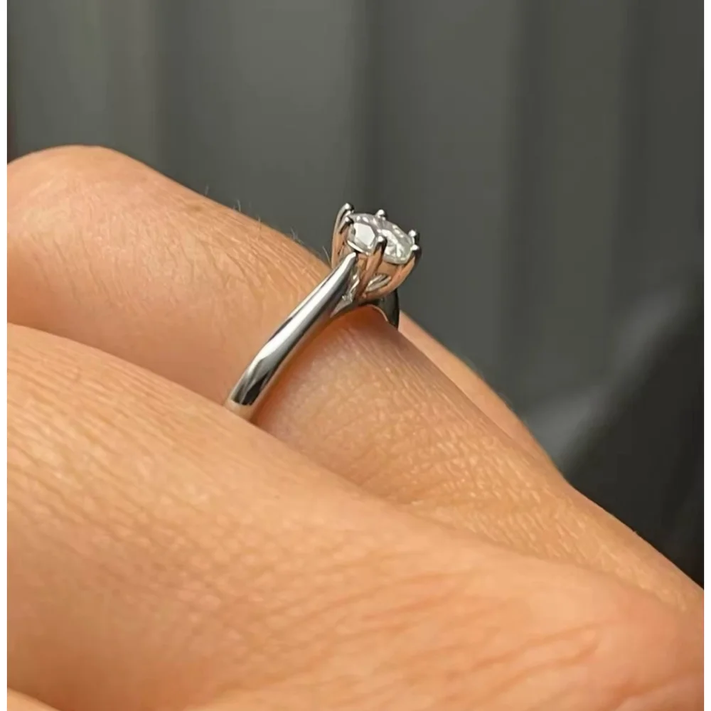 1ct Solitaire Platinum‎ Simulated Diamond Engagement Wedding Ring, Size 6 NEW